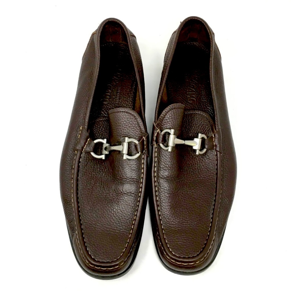 Men's Salvatore Ferragamo Horsebit Loafers Dress Shoes Size 12 Brown Grain